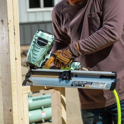 Metabo HPT Framing Nailer, Pro Preferred Brand of Pneumatic Nailers, 21 Degree Magazine, Accepts 2-Inch to 3-1/2-Inch Plastic Collated Nails, Ideal for Framing, Flooring, & Roof Decking, NR90AES1