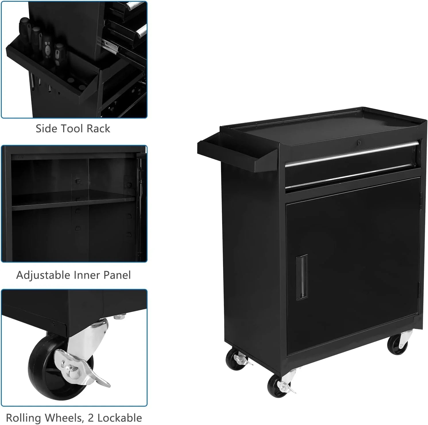 Ktaxon, 44.09 lb, 22.95" Steel 5-Drawer Rolling Tool Chest Black