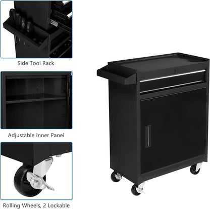 Ktaxon, 44.09 lb, 22.95" Steel 5-Drawer Rolling Tool Chest Black