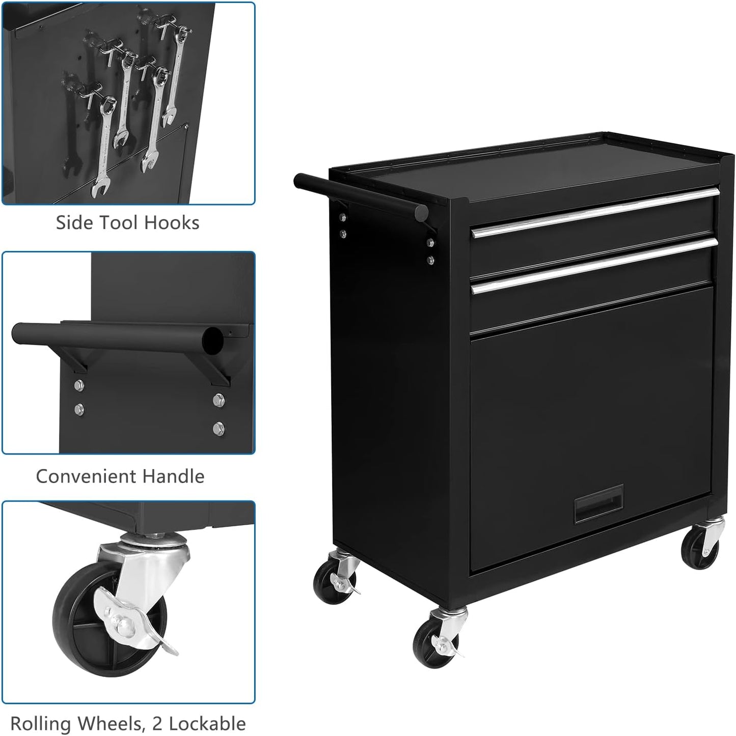 Ktaxon 2 in 1 Rolling Tool Chest Storage Cabinet, Mechanic Tool Organizer Box, w/8 Drawers