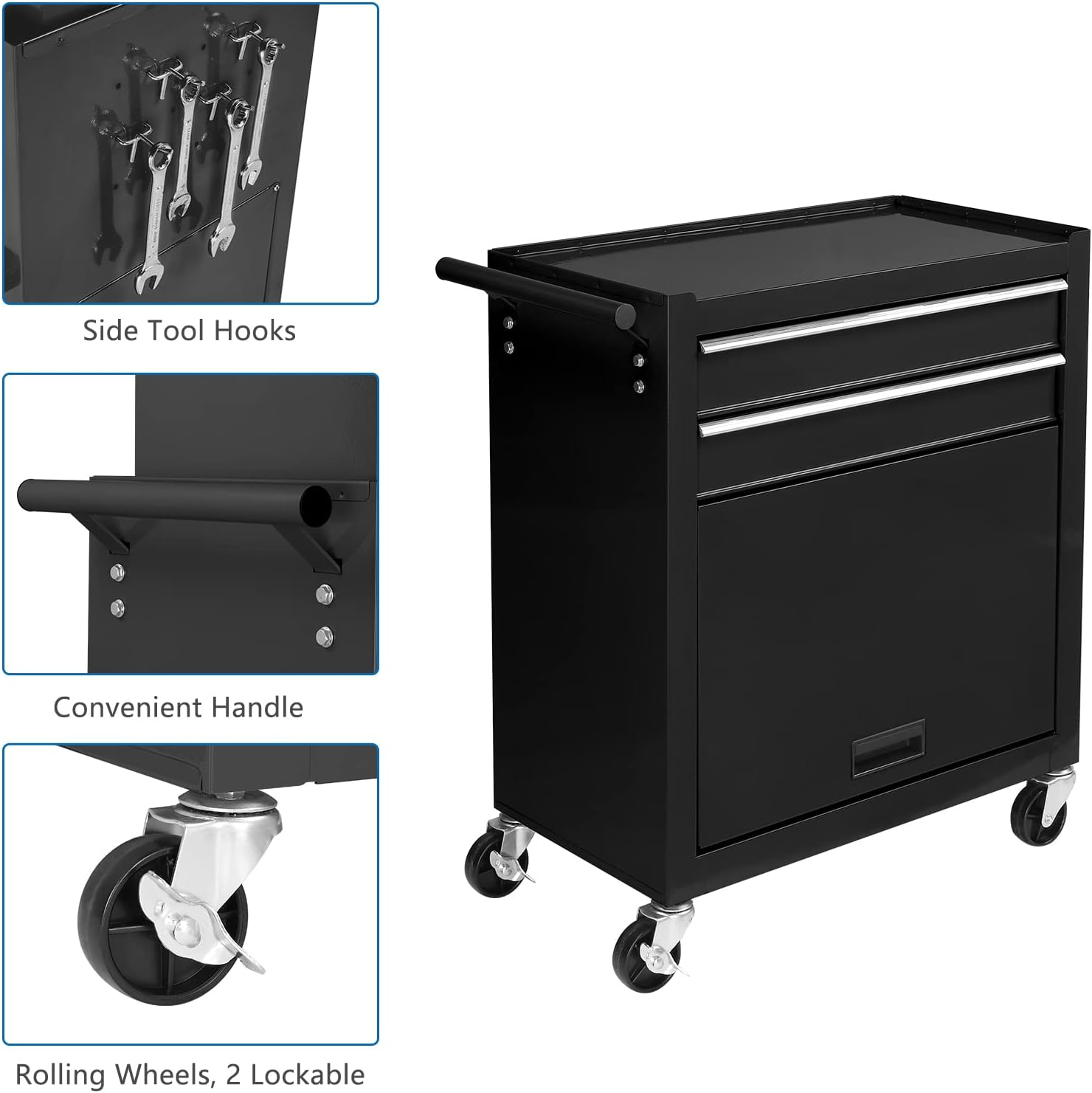 Ktaxon 2 in 1 Rolling Tool Chest Storage Cabinet, Mechanic Tool Organizer Box, w/8 Drawers