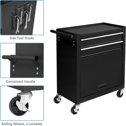 Ktaxon 2 in 1 Rolling Tool Chest Storage Cabinet, Mechanic Tool Organizer Box, w/8 Drawers