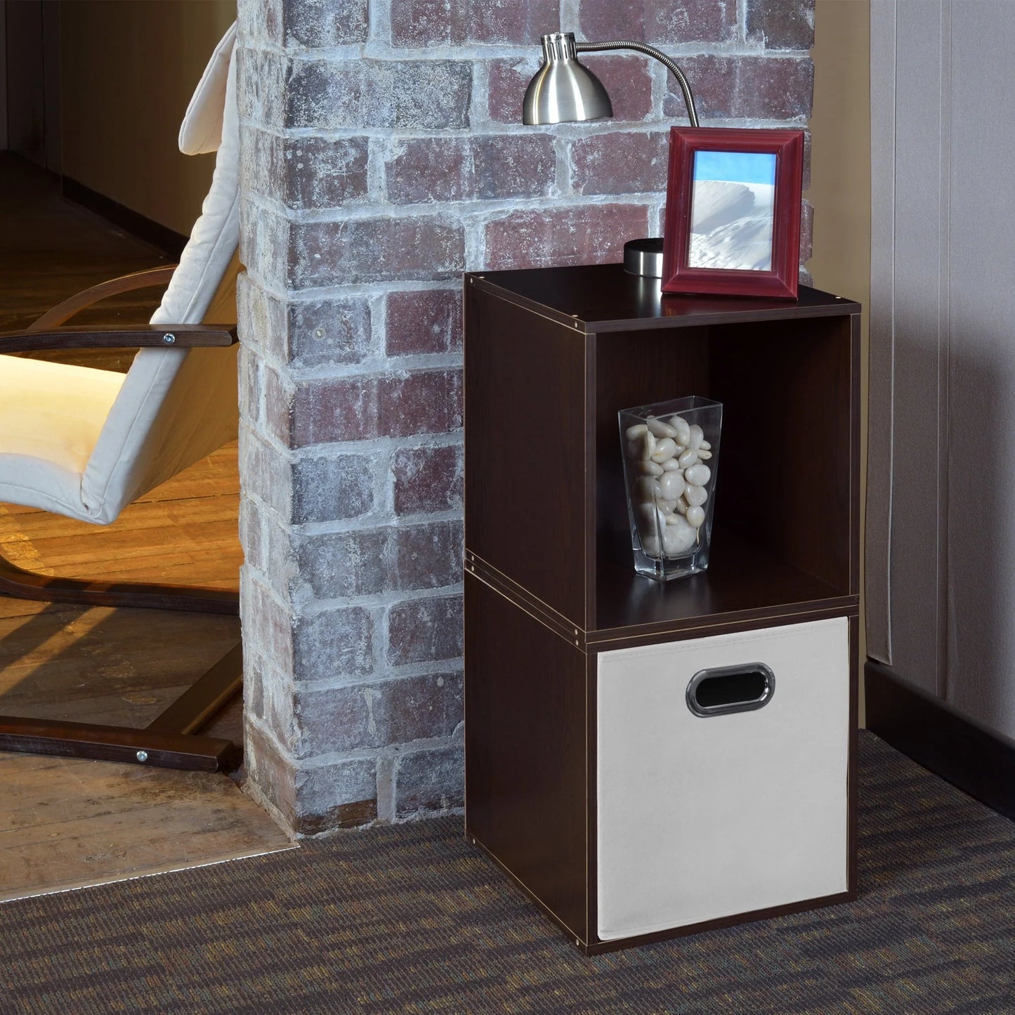 Niche Cubo Storage Set - 2 Cubes and 1 Canvas Bin- Truffle/White