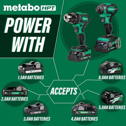 Metabo HPT 18V MultiVolt Cordless Brushless Driver Drill & Impact Driver Combo Kit, Includes 2 Lithium-Ion Batteries, Case and Charger, KC18DEXQB