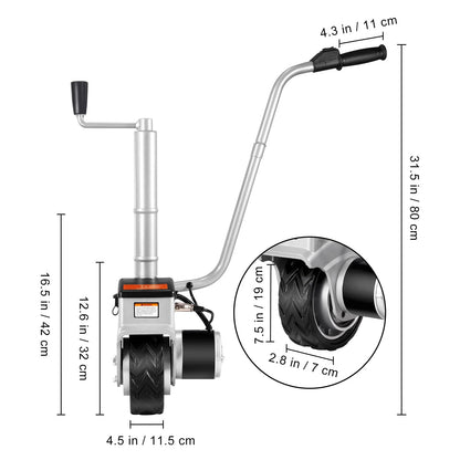 BENTISM Motorized Trailer Jack Wheel 350W Electric Mover Dolly 5000lbs Adjustable