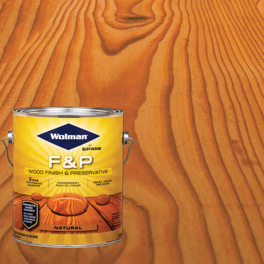 4 Pack, Natural, Wolman F& P Exterior Wood Finish and Preservative Stain- Gallon