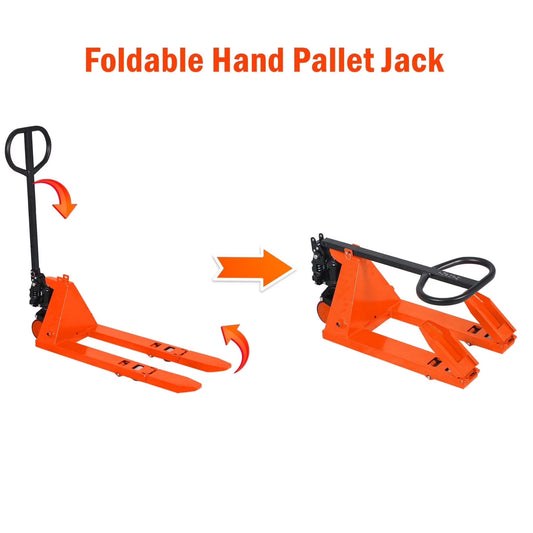 Tory Carrier 2200lbs Mini Type Foldable Hand Manual Pallet Truck Jack 31.5"X15" Fork Orange
