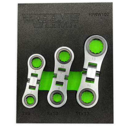 Vim Products FPRW100 3pc Metric Flex Finger Ratchet Wrench Set