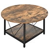 Dextrus Round Coffee Table with Storage, Rustic Living Room Tables with Sturdy Metal Legs, OAK