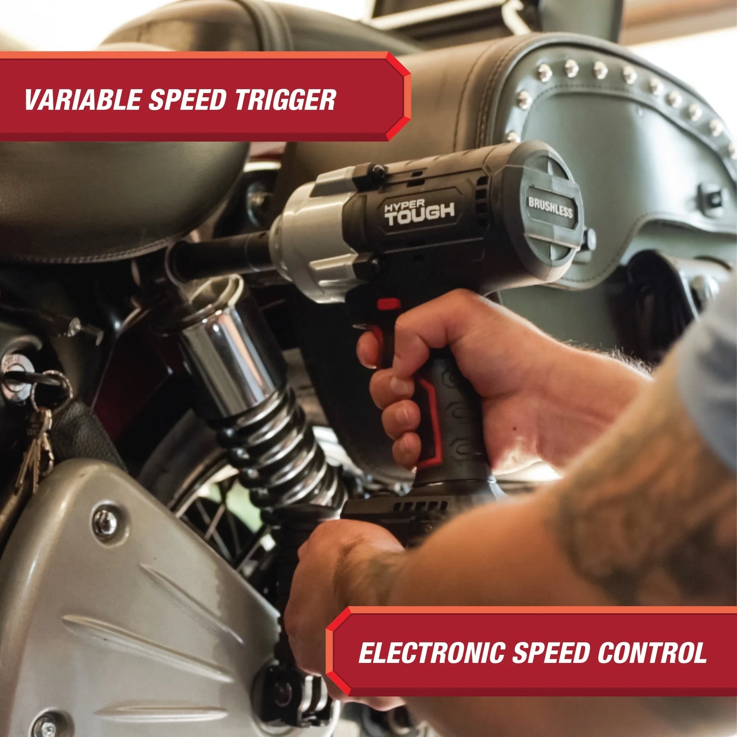 Hyper Tough 20V Max Brushless 1/2-inch High-Torque Cordless Impact Wrench with 4.0Ah Lithium-Ion Battery and Charger