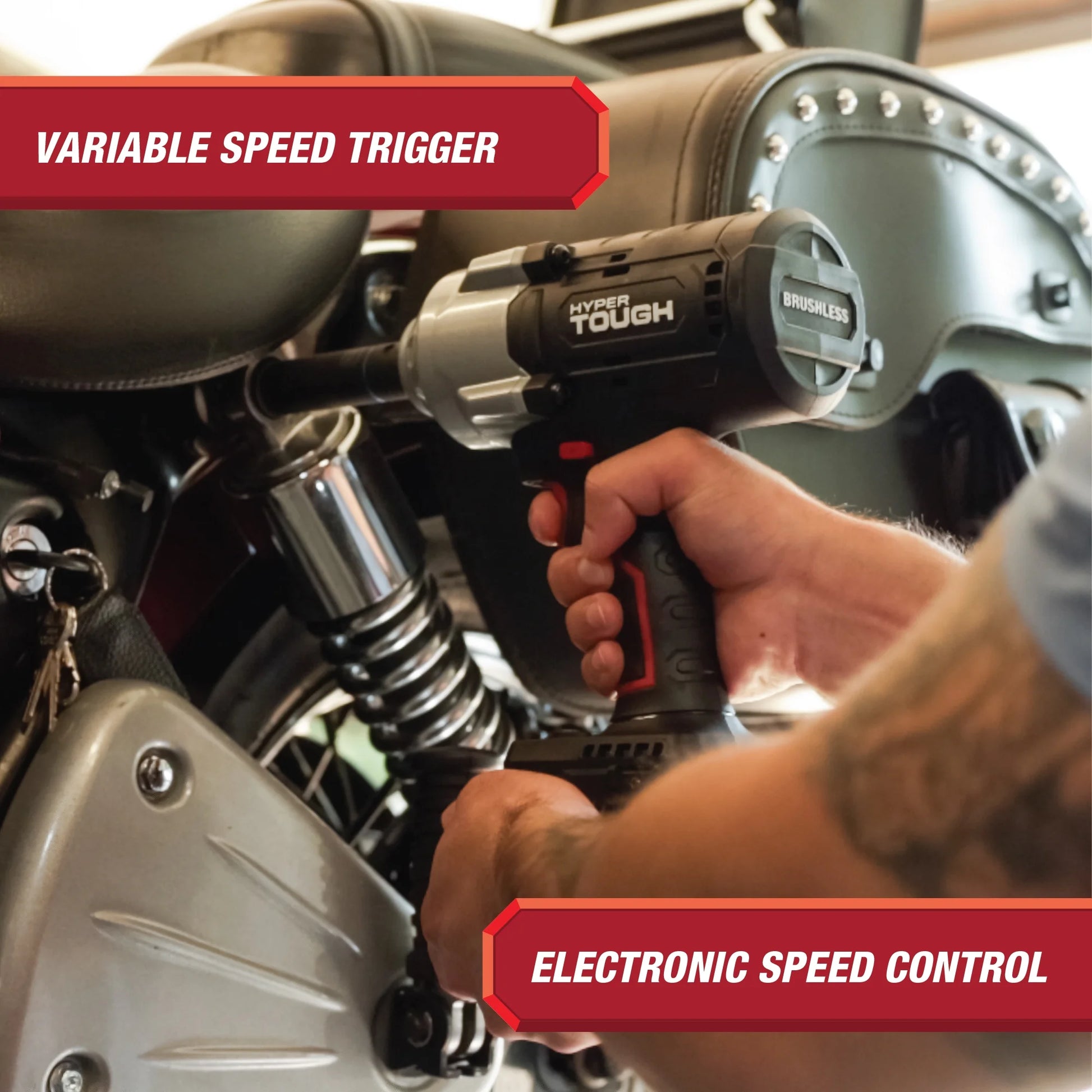 Hyper Tough 20V Max Brushless 1/2-inch High-Torque Cordless Impact Wrench with 4.0Ah Lithium-Ion Battery and Charger