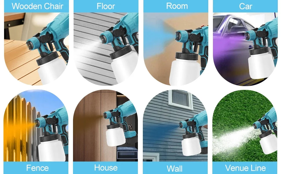 iToolMax 800W, 21V, Blue Cordless HVLP Paint Sprayer, 1000ml Volume Capacity, 3 Spray Patterns, 5 Pieces