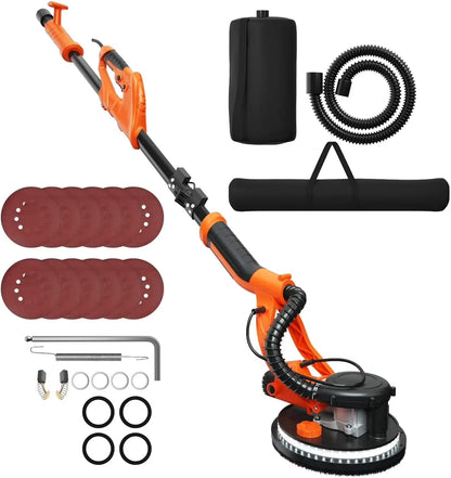 ERGOMASTER 750W Drywall Sander, Variable Speed Electric Wall Sander With Vacuum System, LED Lights, 12 Sanding Disks & Carrying Bag (Foldable)