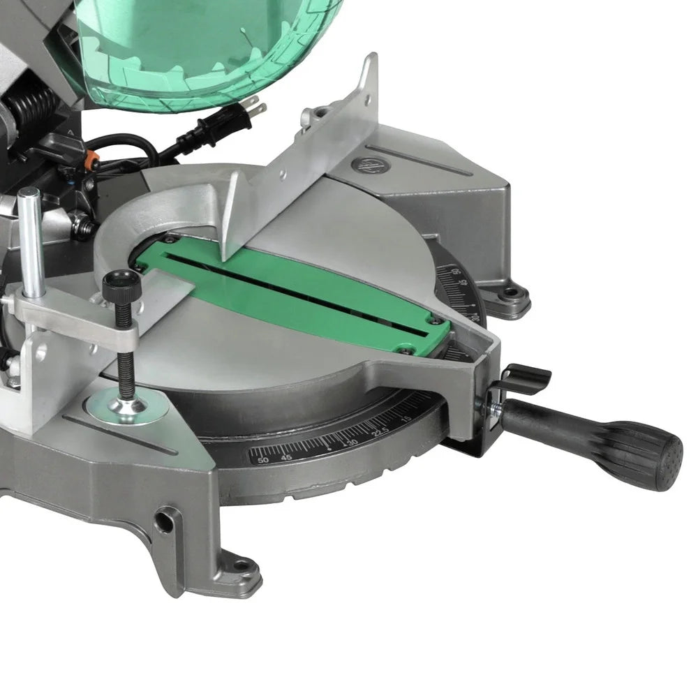 Metabo HPT Compound Miter Saw, 10" Miter Saw with Large Table Saw for woodworking, Power saw with 15-Amp Motor, Accurate Miter Angles, 0-45 Bevel, 24T TCT Miter Saw Blade, Positive Stops, C10FCGS