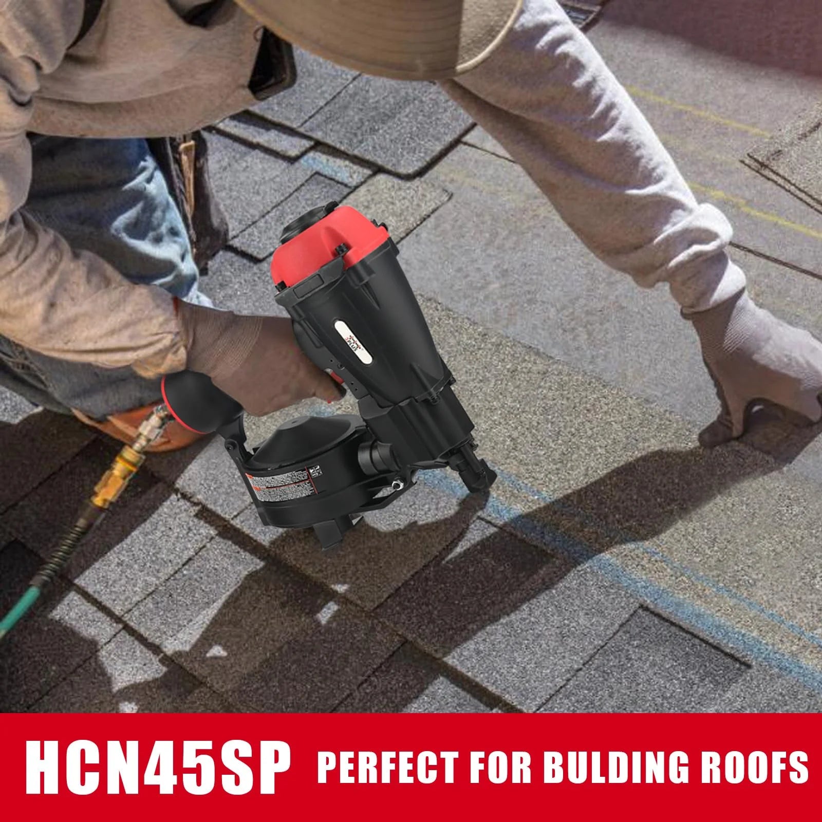 3PLUS HCN45SP 11 Gauge 15 Degree 3/4" to 1-3/4" Coil Roofing Nailer Pneumatic Roof Nail Gun