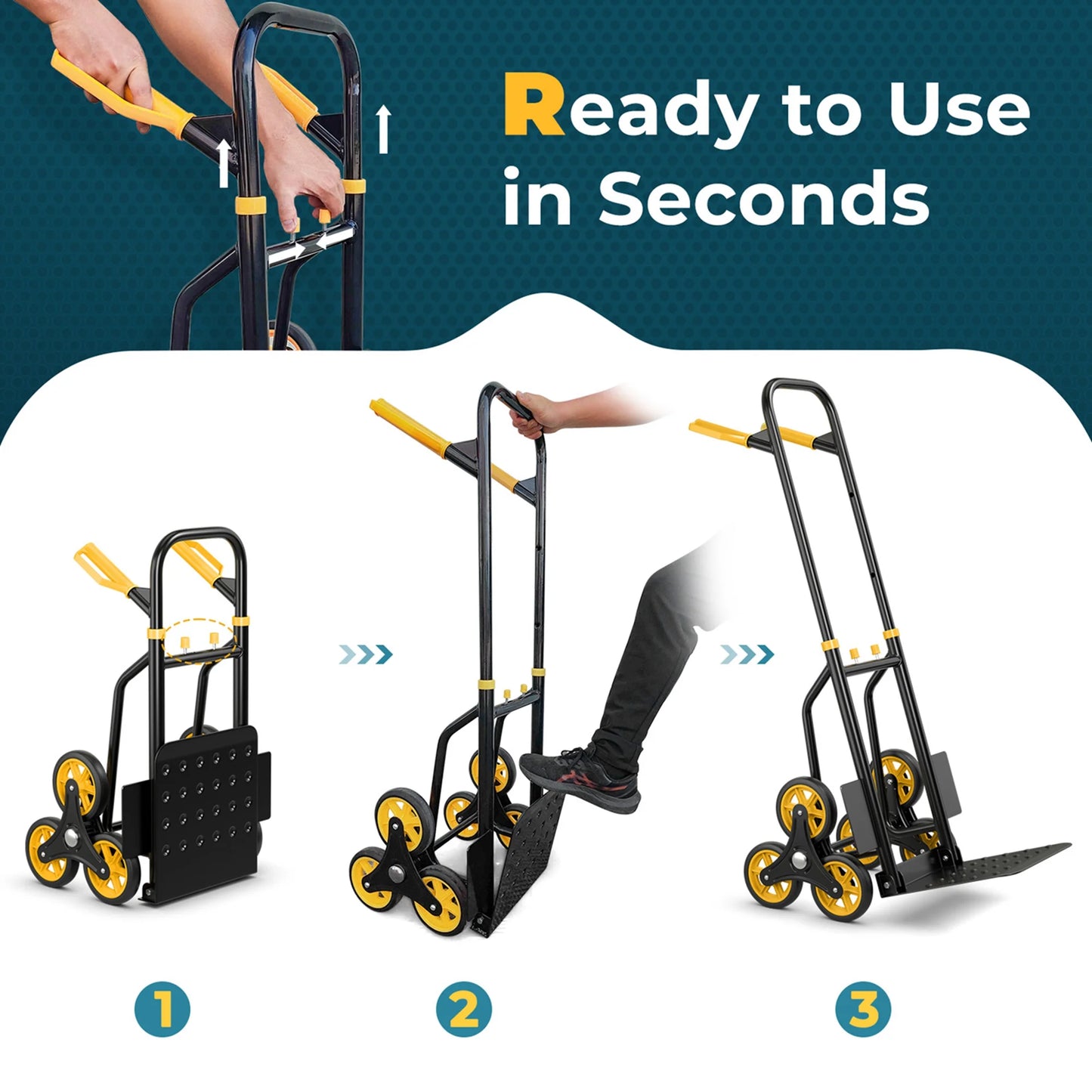 Costway Stair Climber Hand Truck with Telescoping Handle and Rubber Wheels 350 Lb Capacity