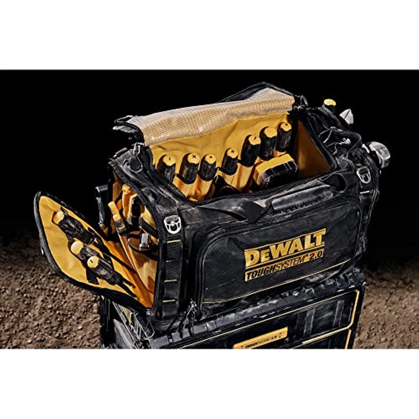 DeWalt ToughSystem 2.0 15 in. W X 13.13 in. H Ballistic Nylon Tool Bag 50 pocket Black/Yellow 1 pc