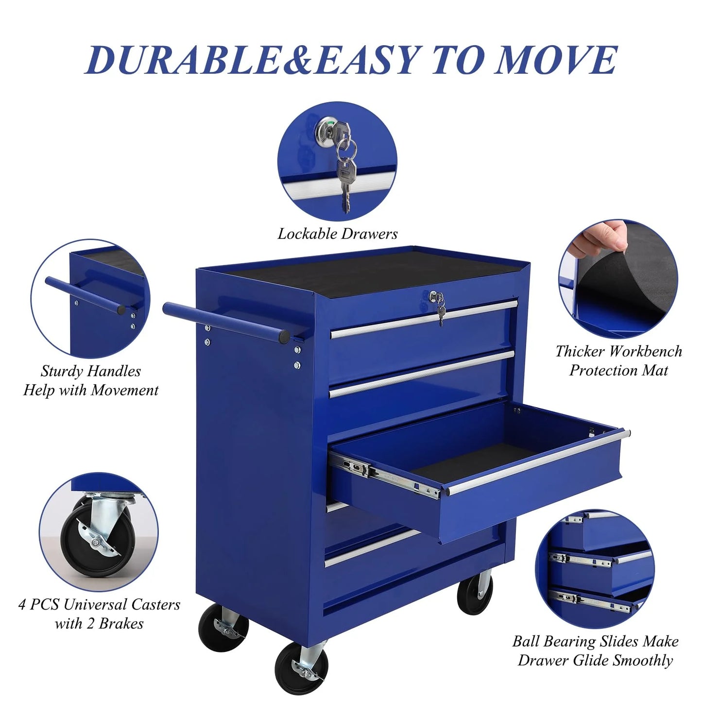 Tool Chest New 5 Drawer Rolling Tool Box 24.25" x 12.99"