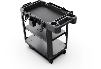 Hyper Tough Hyper Stack 3-Shelf Multi-Use 36" Commercial Utility Cart, 500 lb Capacity, Black