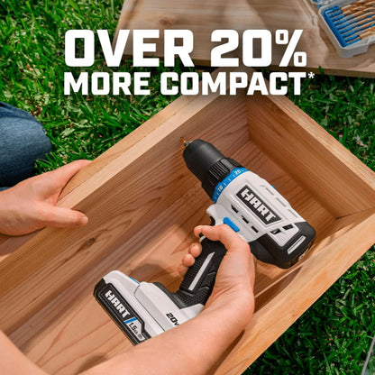 HART 20-Volt 1/2-inch Cordless Drill/Driver Kit, (1) 1.5Ah Lithium-Ion Battery, Gen 2