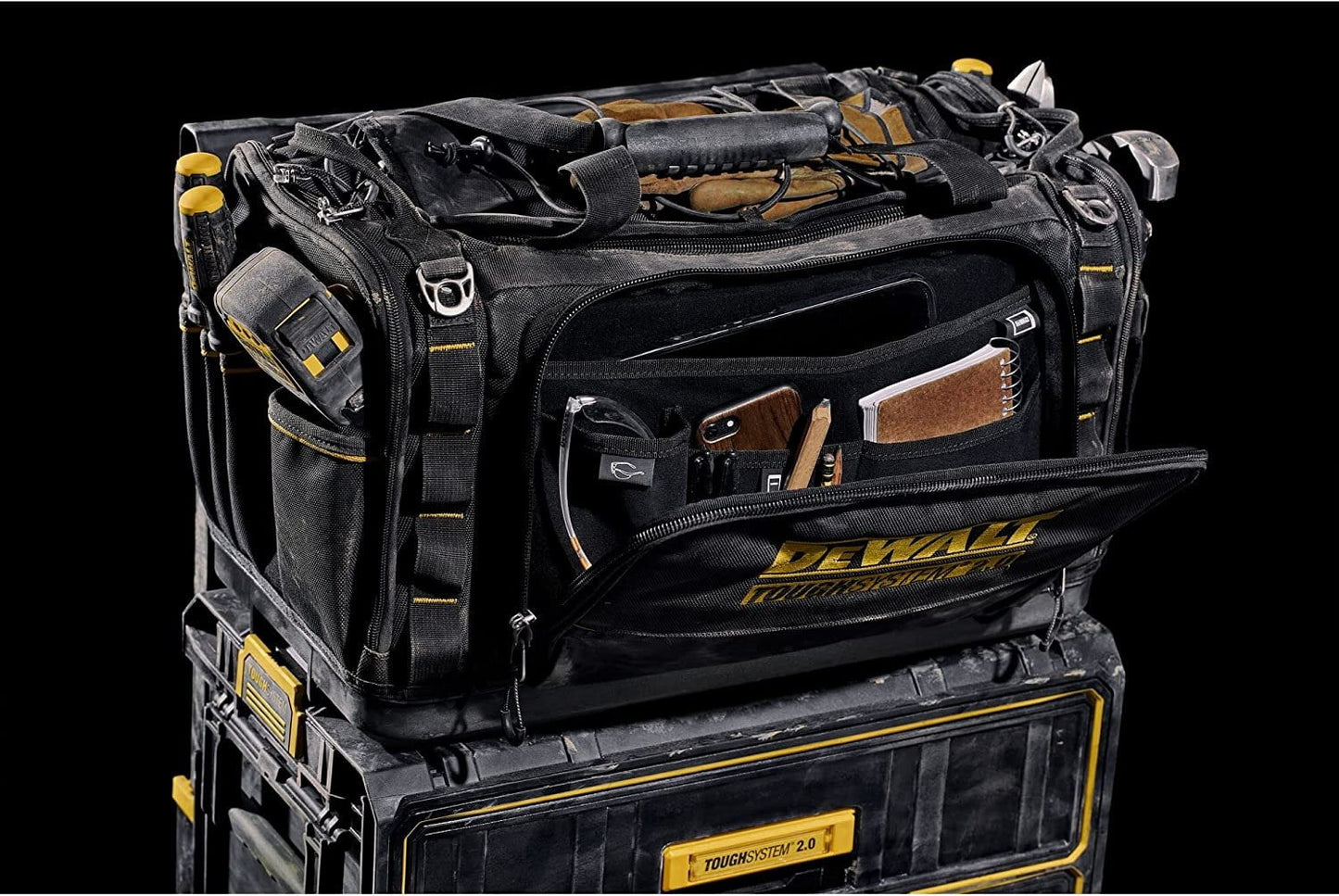 DEWALT Tool Bag 50 Pockets Waterproof Base Vertical Storage, Black