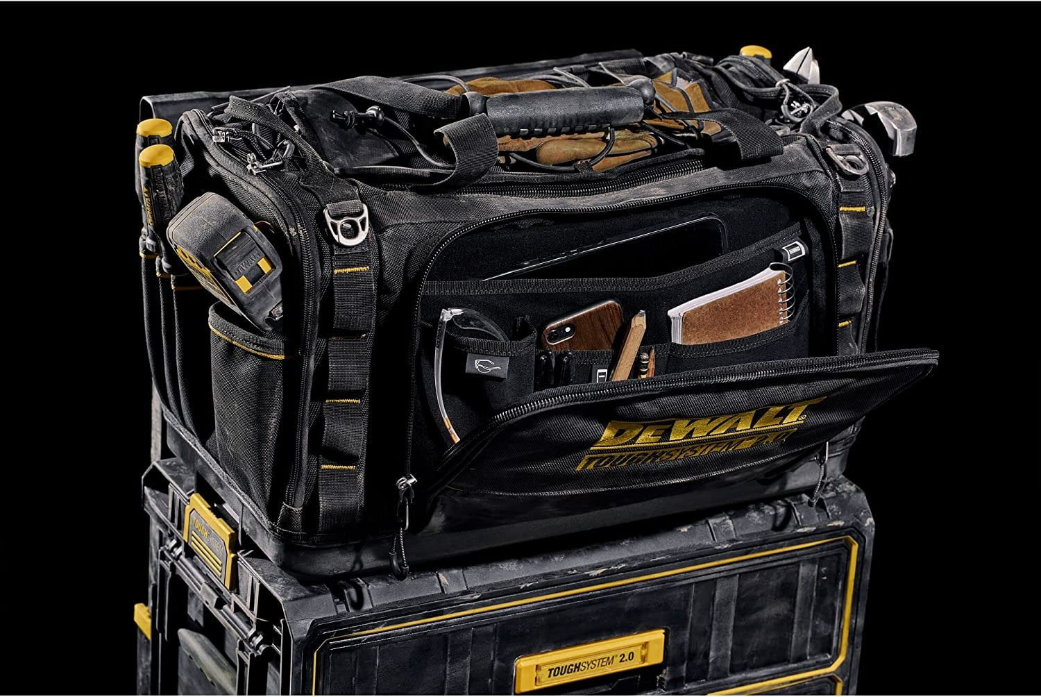 DEWALT Tool Bag 50 Pockets Waterproof Base Vertical Storage, Black
