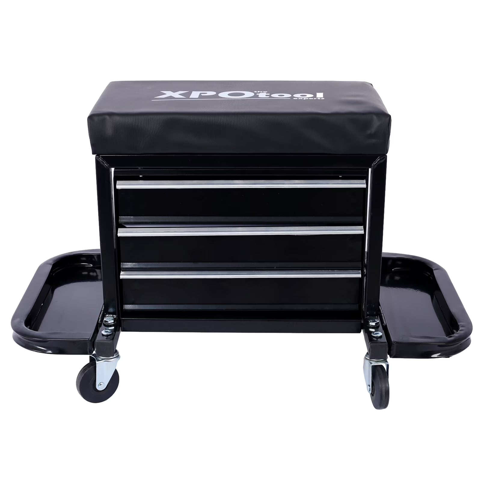 350-Pound Capacity Garage Glider Rolling Tool Chest SeatMechanics Roller Seat with 3 Drawers, Rolling Tool Chest Garage Chair, Toolbox on Wheels Mechanics Seat