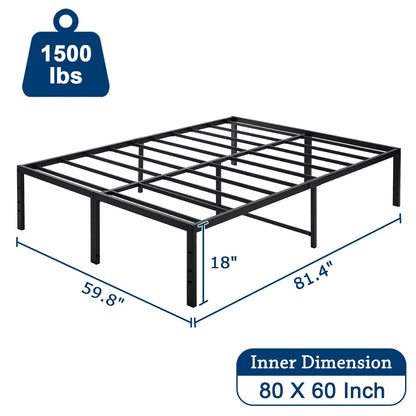Lusimo Queen Bed Frame Heavy Duty Anti-Slip Support Metal Platform Bed Frame Queen Size with 16" Large Under Bed Storage Space Easy Lock Assembly