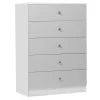 Hommpa 5 Drawers White Grey Dresser For Bedroom, 39.4" Tall Wood Chest of Drawers High Gloss Storage Cabinet with Metal Handles Modern Large Capacity Organizer