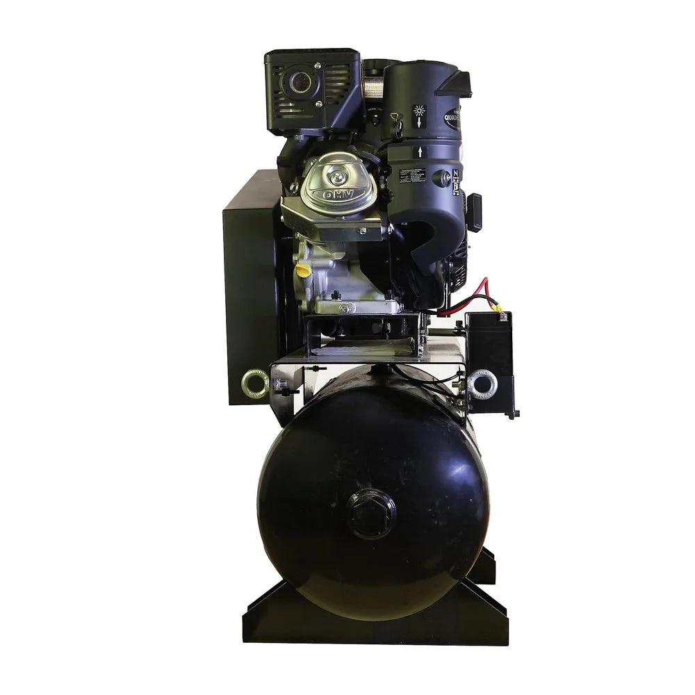 EMAX EGES1430ST 14 HP 30 Gallon 24 CFM 3-Cylinder Truck Mount Solid Cast Iron Pump Gas-Powered Air Compressor with Electric Start KOHLER Command Pro Engine