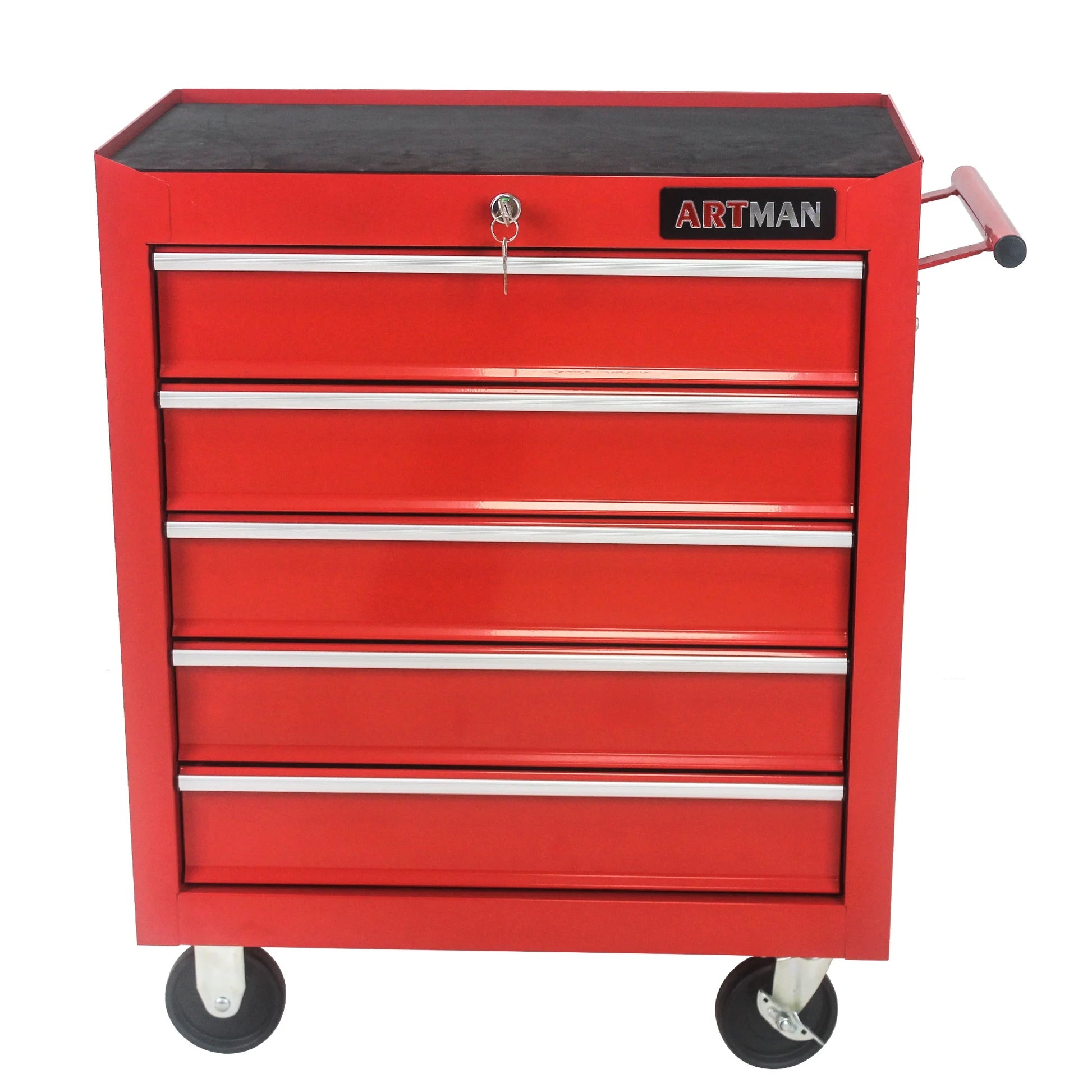 5-Drawer Rolling Tool Chest on Wheels, 24-inch Tool Storage Cabinet with Locking System for Garage Workshop Warehouse Repair Shop, Red