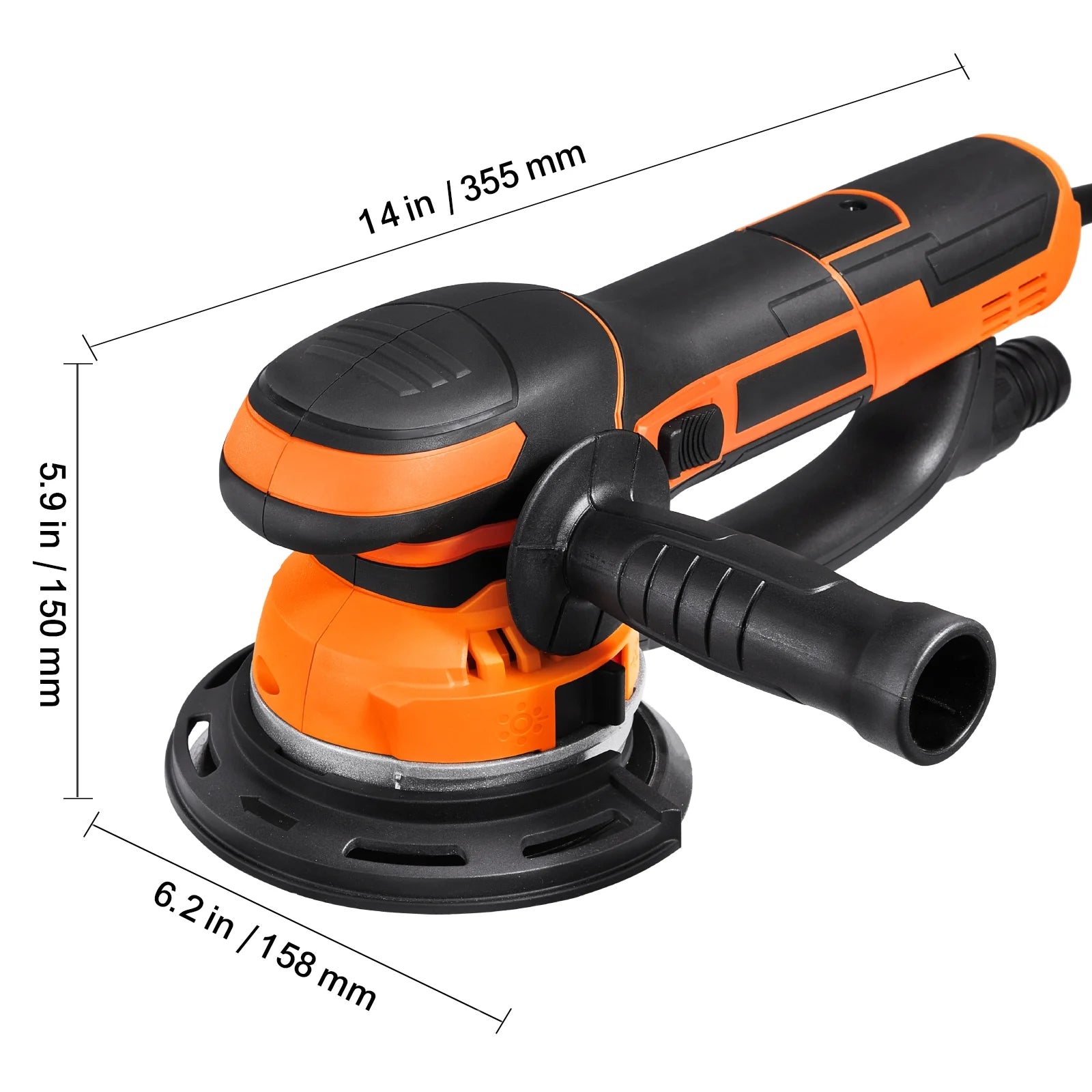 KFFKFF Eccentric Sander,Dual Function 6-Inch DA & GA Orbital Sander,850W 7400PRM with 6 Adjustable Speeds,Electric Hand Sander including 10PCS Sandpapers,Dust Attachment for Detailed Woodwork Sanding