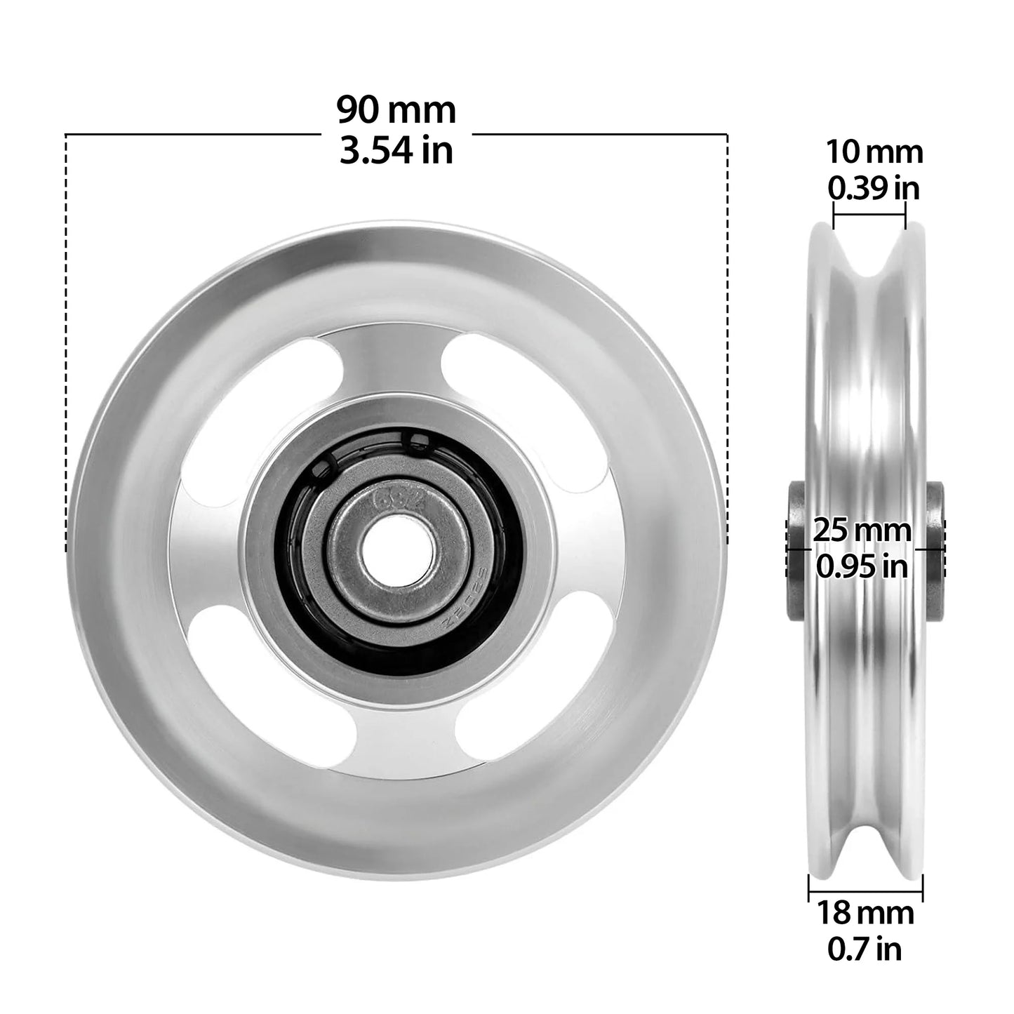Mikolo Pulley system for home gym, Aluminum GYM Pulley Wheel Universal Aluminum Alloy Bearing Pulley Wheel for Cable Machine Gym Equipment Part Garage Door, 18PCS