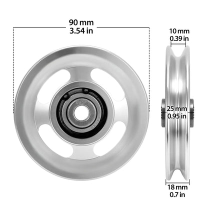Mikolo Pulley system for home gym, Aluminum GYM Pulley Wheel Universal Aluminum Alloy Bearing Pulley Wheel for Cable Machine Gym Equipment Part Garage Door, 18PCS