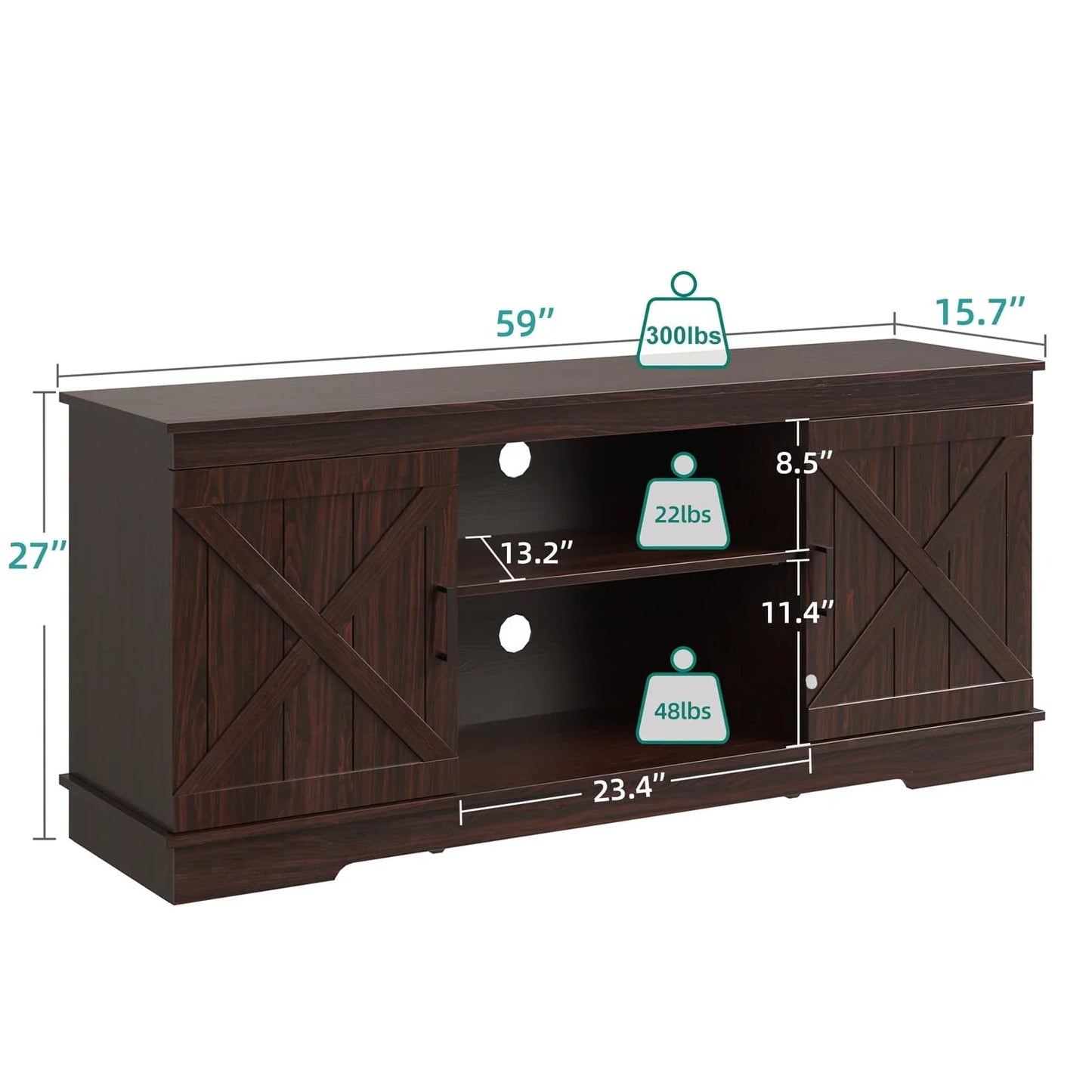 DEXTRUS Farmhouse Storage Cabinet, Buffet Sideboard with Barn Door for Dinning Living Room, Espresso