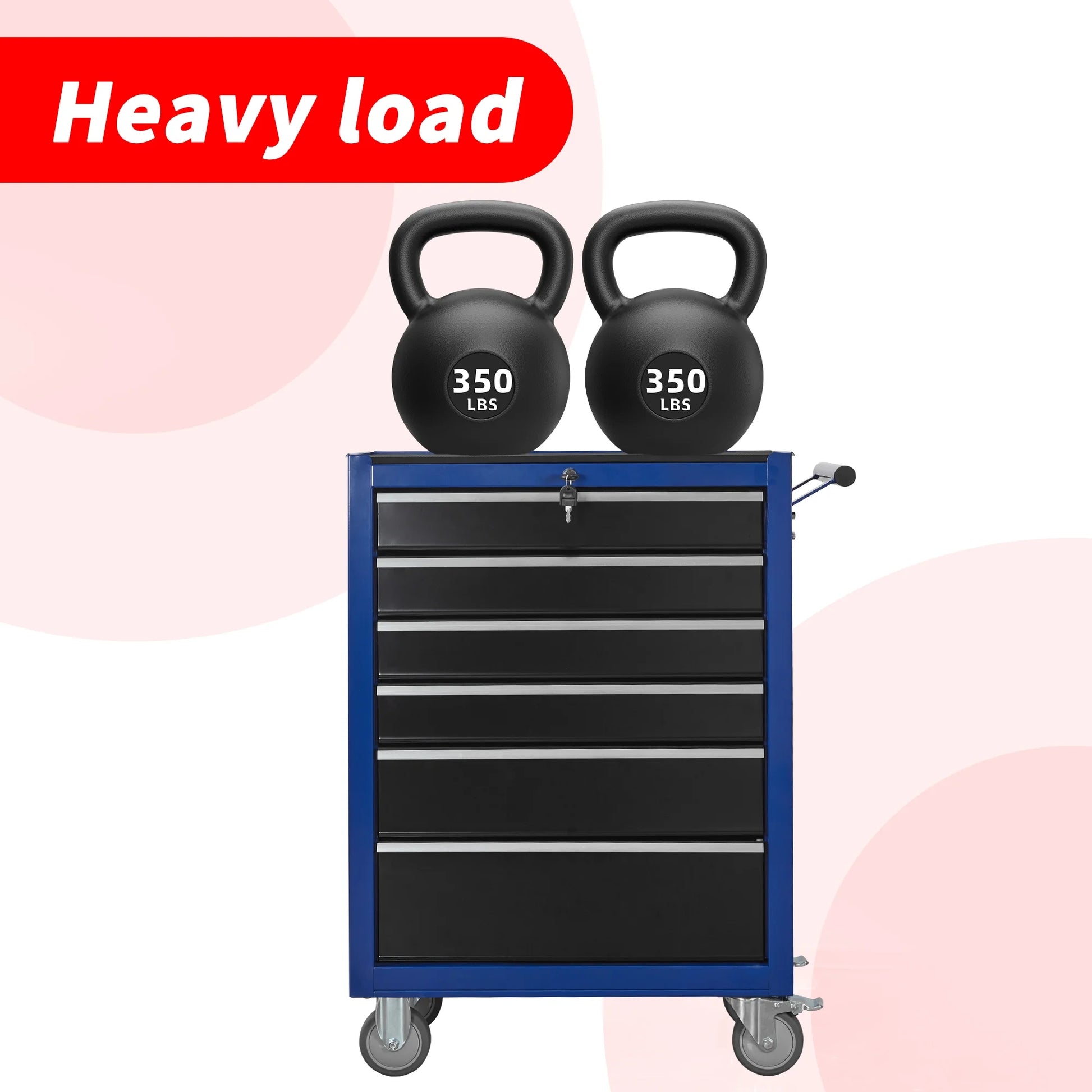 6-Drawer Rolling Tool Chest Cabinet, Large Capacity Organizers Metal Tool Box with Wheels Tool Storage Cart for Garage, Workshop