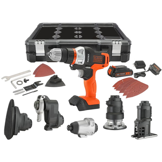 BLACK+DECKER 20V Cordless Drill, Power Tool Set, 1.5Ah, 6 Piece Set, Battery Included