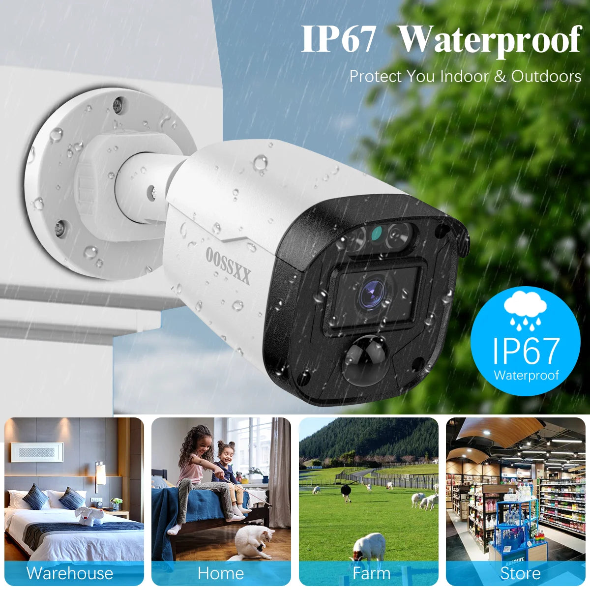 {Full HD 5MP} Outdoor Wired Security Camera System with Night Vision, No Hard Drive