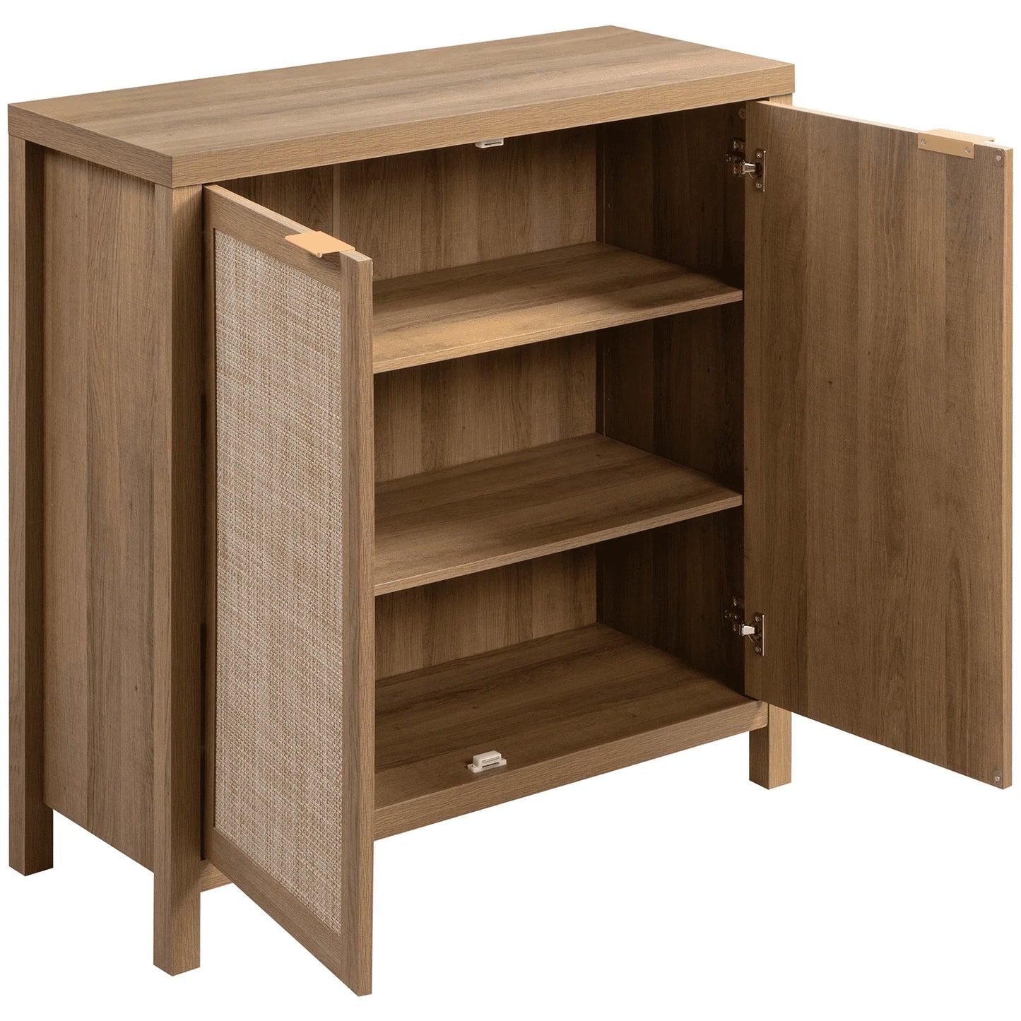 Sanspredet Sideboard Buffet Cabinet Set of 2, Rattan Cabinet with Doors Farmhouse Kitchen Storage Cabinet, Boho Liquor Cabinet Accent Cabinet
