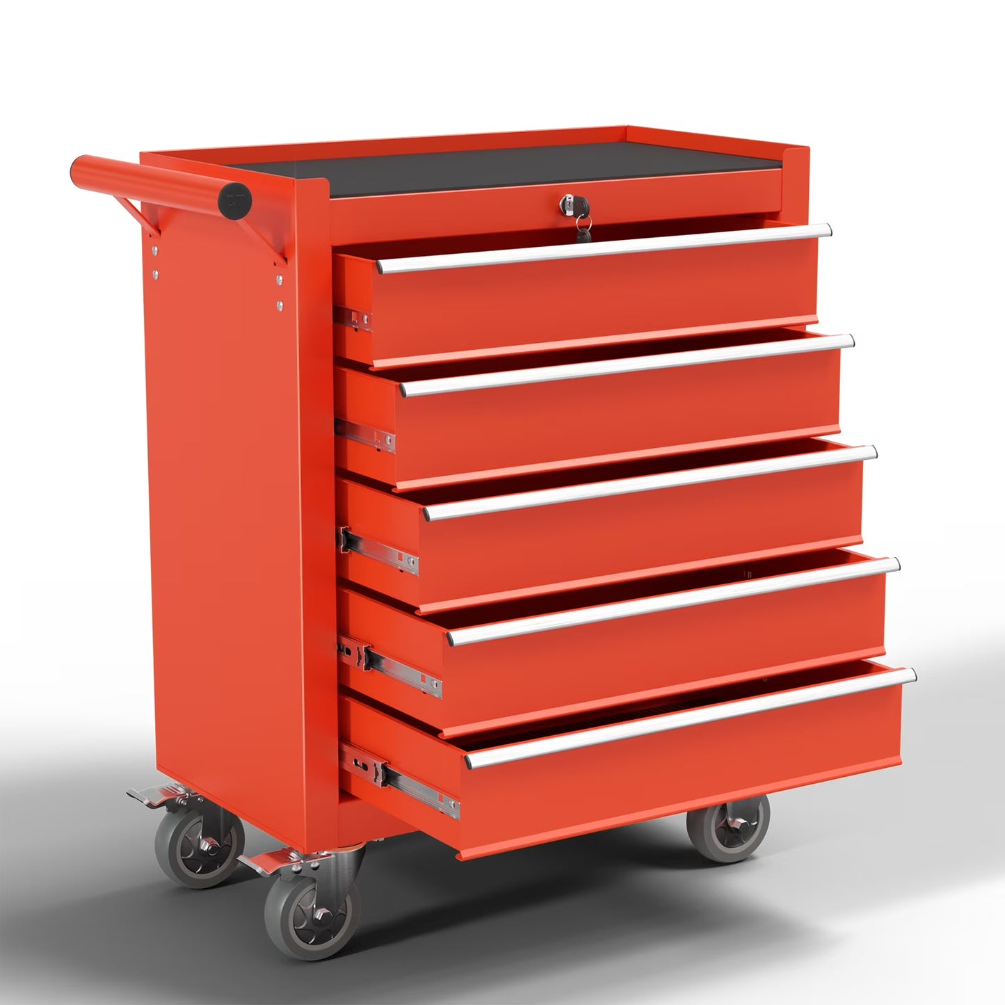 5 Drawer Rolling Tool Chest, Metal Tool Cart on Wheels,Tool Cabinet Key Locking & Drawer Storage,Tool Box Organizer for Garage,Warehouse(Black)