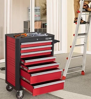 28inchTool Cabinets Rolling Toolbox with 7 Drawers, Metal Tool Chest with Wheels, Tool Cart for Garage, Warehouse, Repair Shop, Workshop