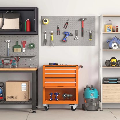POWANLI Drawer Rolling Tool Chest with Wheels, Steel Orange, 24.25" 48.5 lb