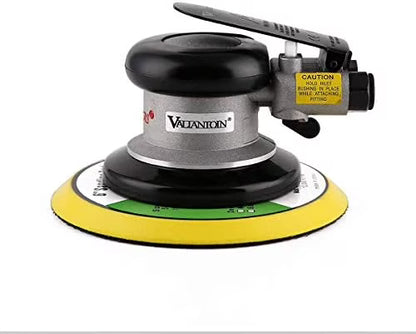 6" Professional Air Random Orbital Palm Sander with 1pc 6" Backup Plate, Heavy Duty Dual Action Pneumatic Sander Silver