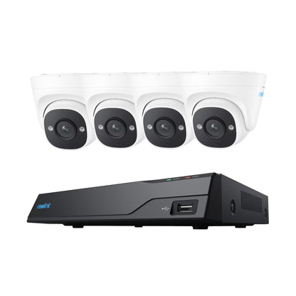 Reolink 8CH 5MP Outdoor PoE Security Camera System,4pcs Wired Surveillance Camera 2TB HDD 24/7 Recording Remote Access,RLK8-520D4