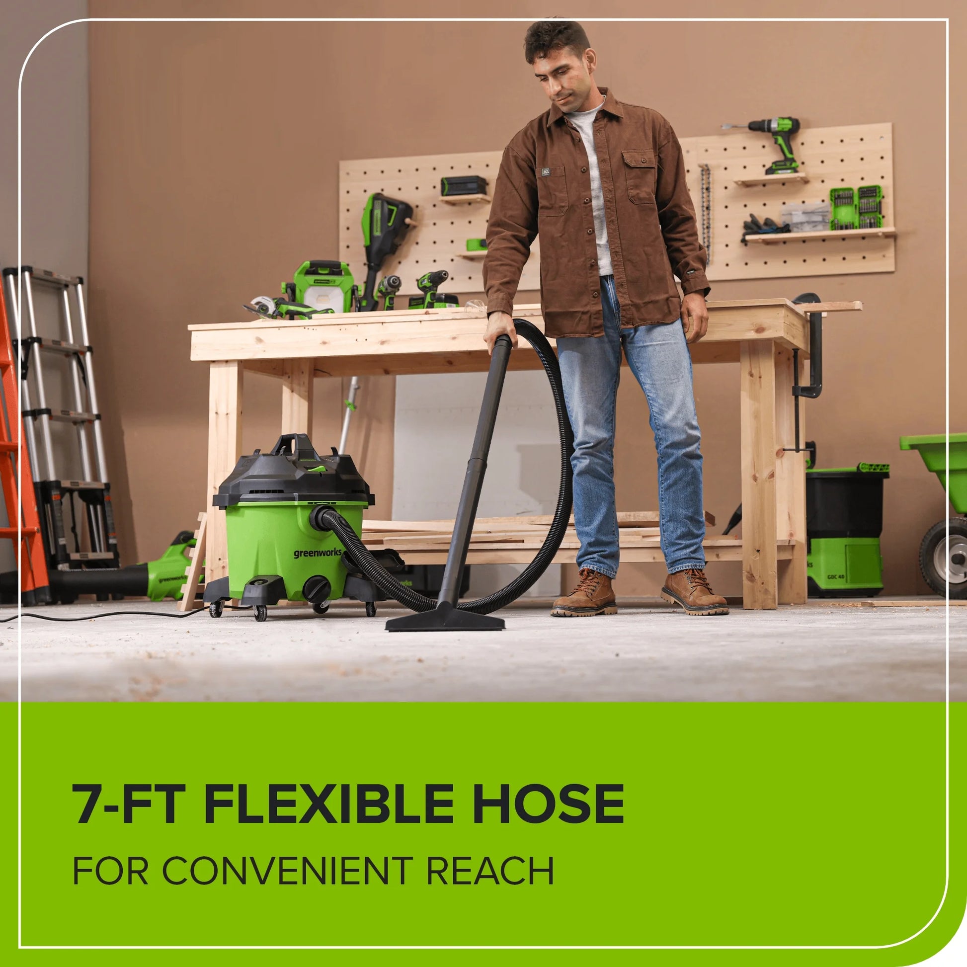 Greenworks 9 Gallon AC Wet/Dry Vacuum, Workshops Wheeled Cleaner with Washable HEPA Filter and Multiple Accessories for Hard Floor & Carpet