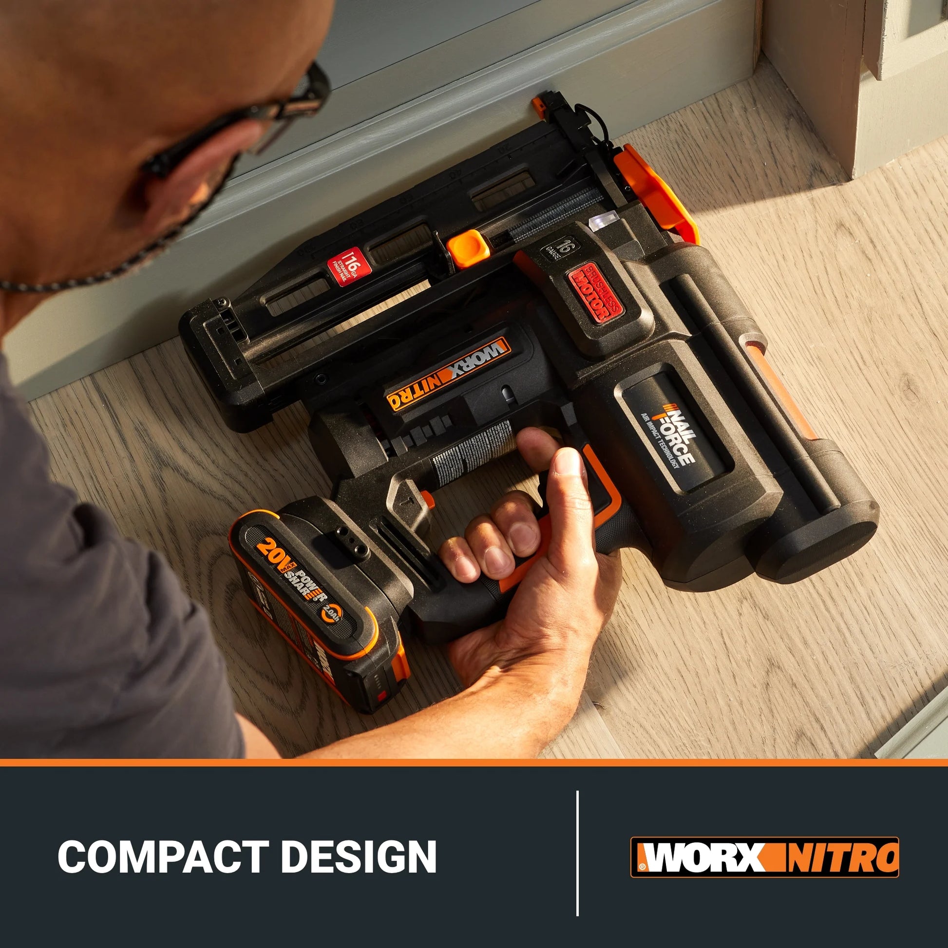 Worx Nitro WX841L 20V 16GA Brushless Finish Nail Gun (Battery & Charger Included)