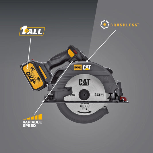 Caterpillar Cat DX532 18V 1 FOR ALL 7-1/4? Cordless Circular Saw with Brushless Motor