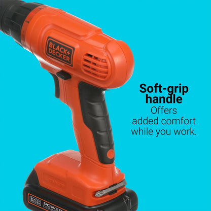 BLACK+DECKER 20V Cordless Drill, 1.5 Amps, 100 Piece Set, Battery and Charger Included