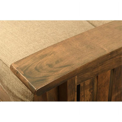 Bowery Hill Wood Queen Size Storage Futon Frame in Rustic Walnut