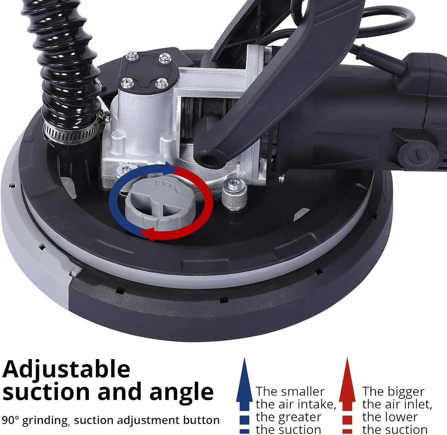 Drywall Sander, 750W Electric Drywall Sander with Vacuum Dust Collection 7 Variable Speed 900-1800 RPM with LED Light, 14 Pcs Sanding Discs, Extendable & Foldable Handle